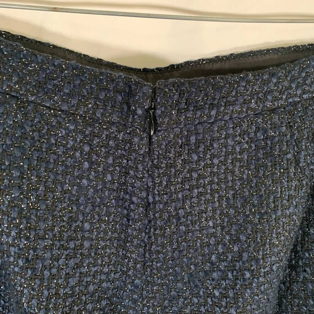 J. Crew Wool Blend Skirt Women's 8 Blue Zip Back Knee Length 32